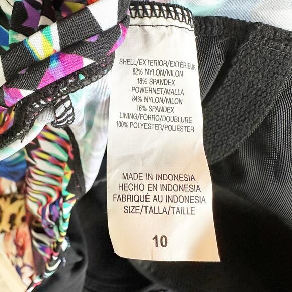 Swim Solutions Printed Criss Cross Back One Piece Swimsuit Size 10 - Picture 4 of 4